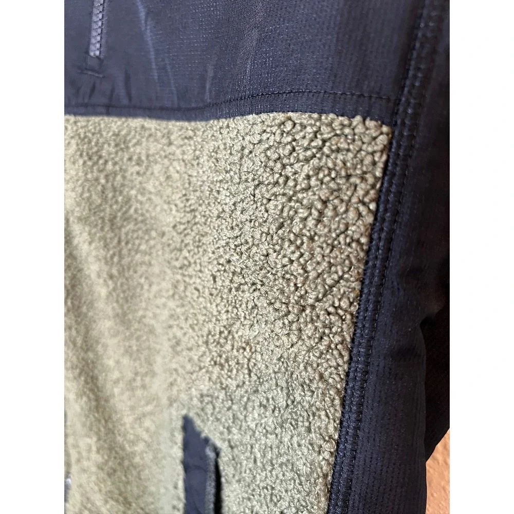 Under Armour Sherpa Fleece Vest Mens Large Green Black‎ Full Zip Ripstop Overlay